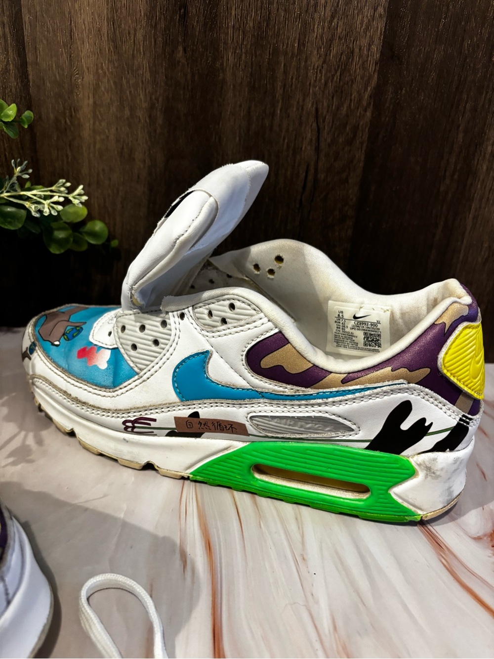 Nike White Teal Purple Green Graphic Low-Top Flats - Picture 11 of 16